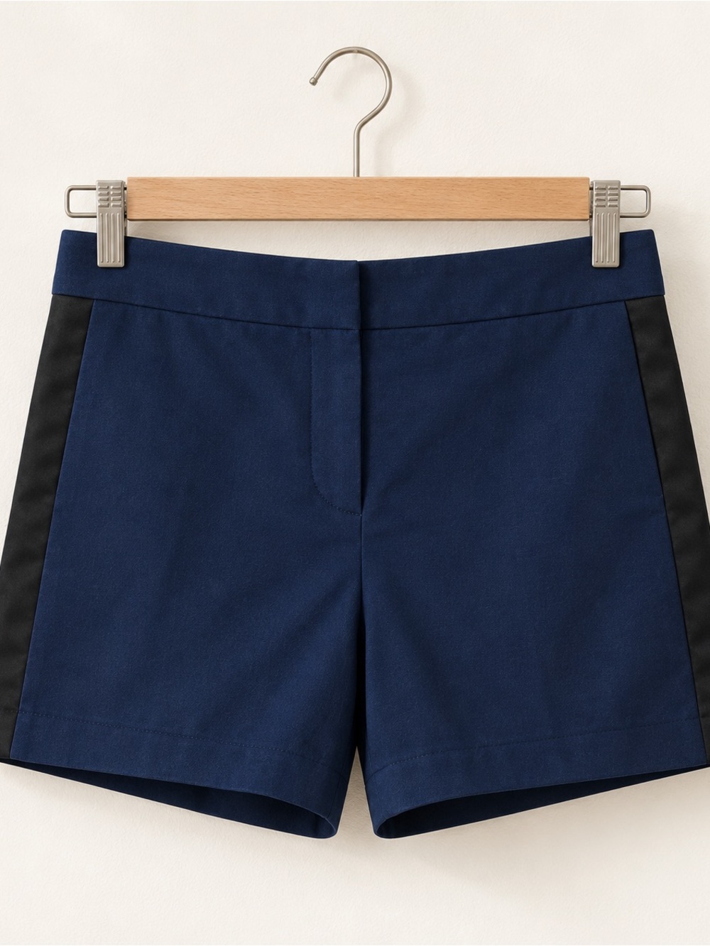 J. Crew Deep Navy Shorts Size 2 Tuxedo Stripe Legs in Black
